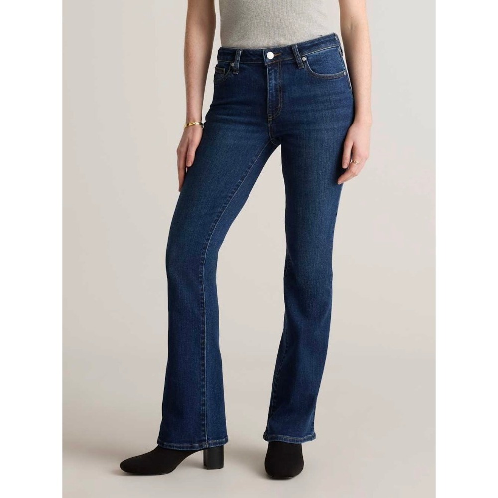 Quince Organic Stretch Flare Jeans Dark Wash Womens 27 Mid Rise Denim